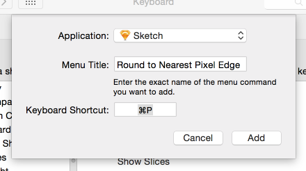 Keyboard shortcut setup dialog